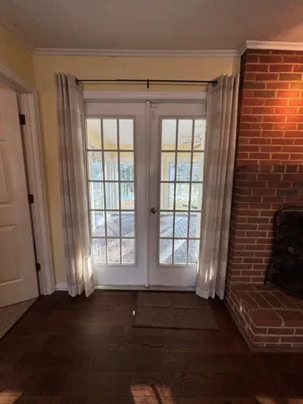 a front view of a house with a space