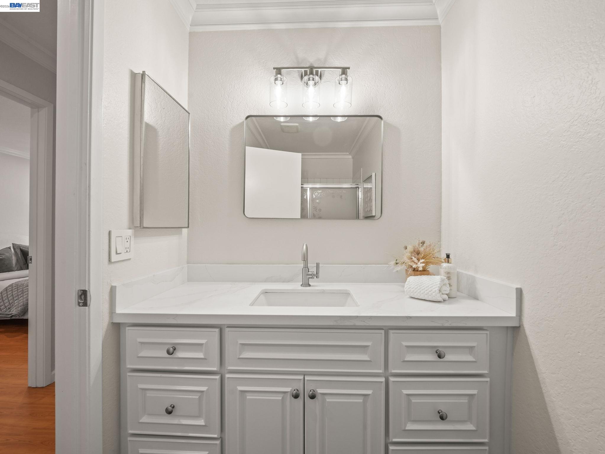 1972 Briscoe Terrace Fremont, CA 94539 - Photo 16 of 27 a bathroom with a sink vanity and a mirror