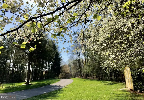 a view of a park with swings and a bench