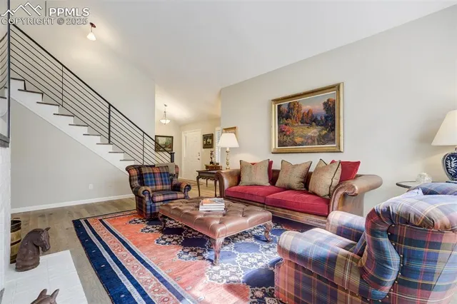 a living room with furniture