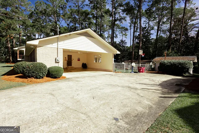 a view of backyard of house