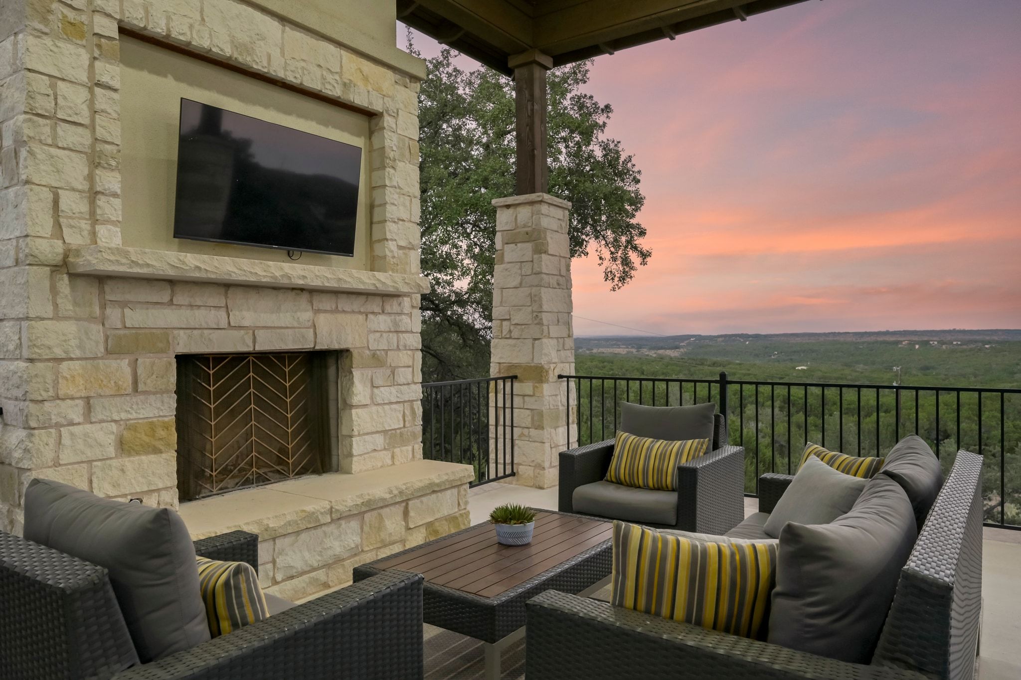 1821 Overland Stage Road Dripping Springs, TX 78620 - Photo 35 of 39 a outdoor living space with furniture and a fireplace