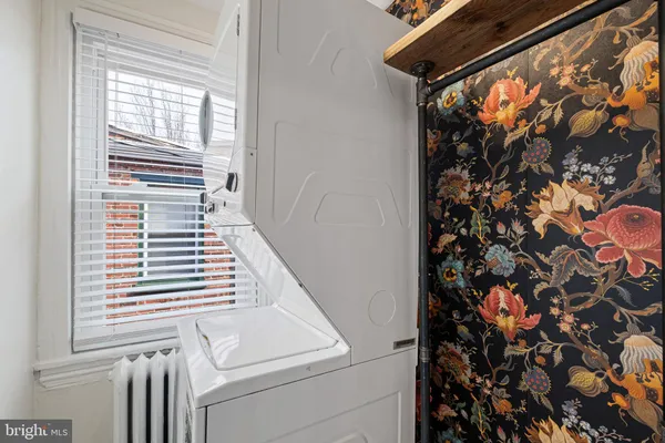 a view of a room with a window