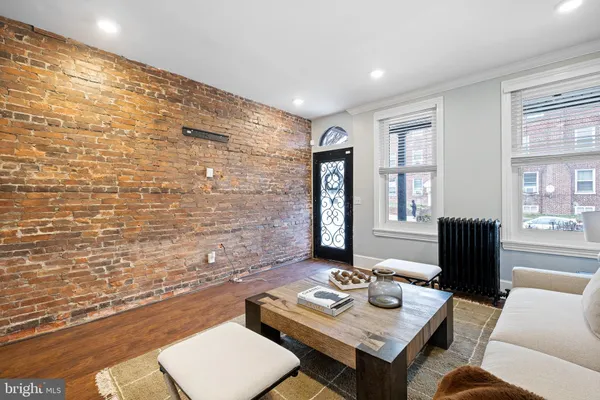 a living room with a couch and a table
