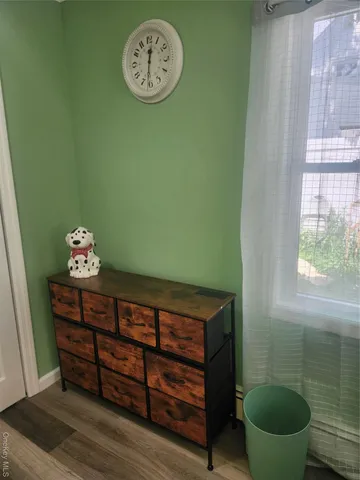 a room with a table and a chair