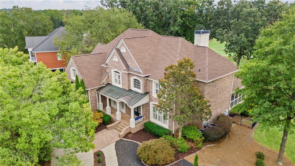 an aerial view of a house