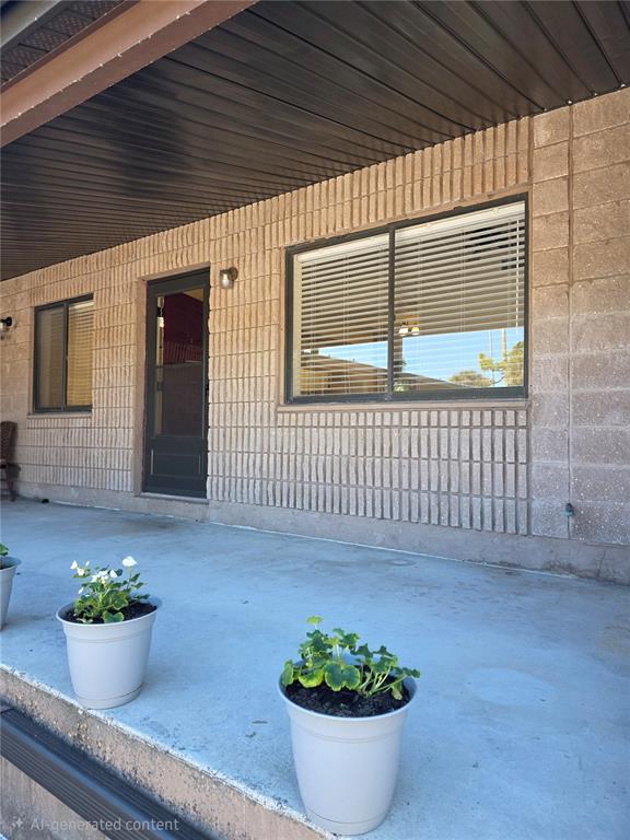 a front view of a house having patio