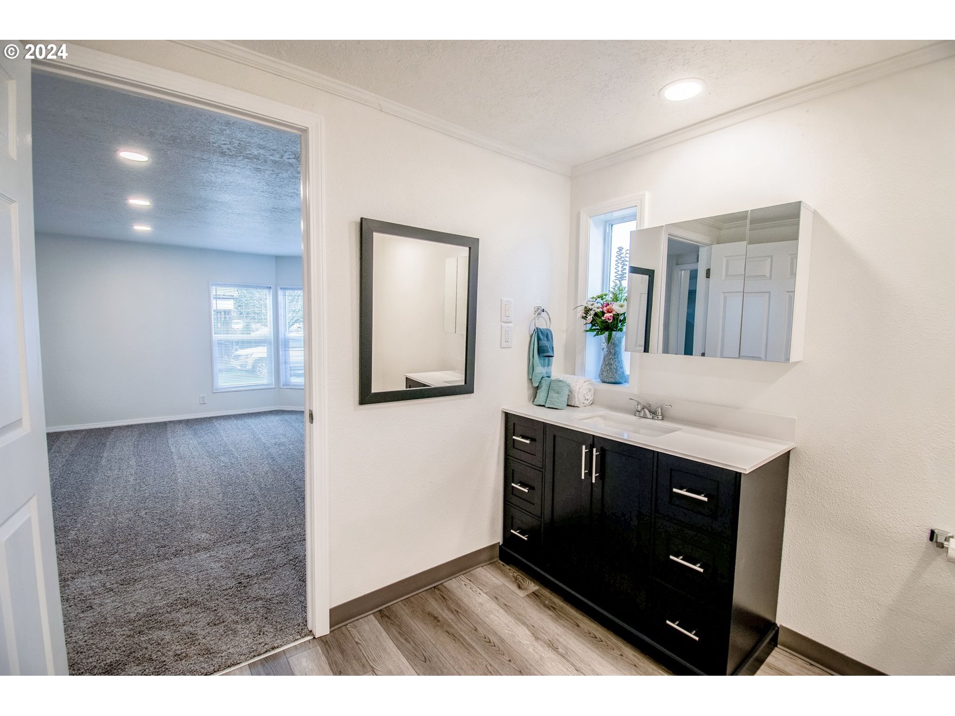 247 37th Street Springfield, OR 97478 - Photo 10 of 30 a bathroom with a sink vanity and mirror