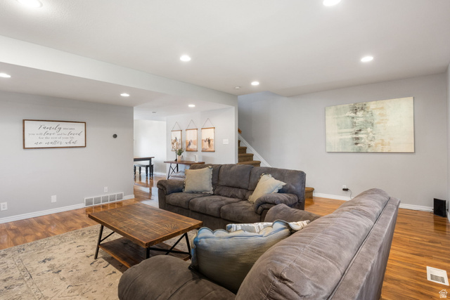41 Benchmark Village Tooele, UT 84074 - Photo 4 of 26 Living area featuring light wood-style flooring and recessed lighting