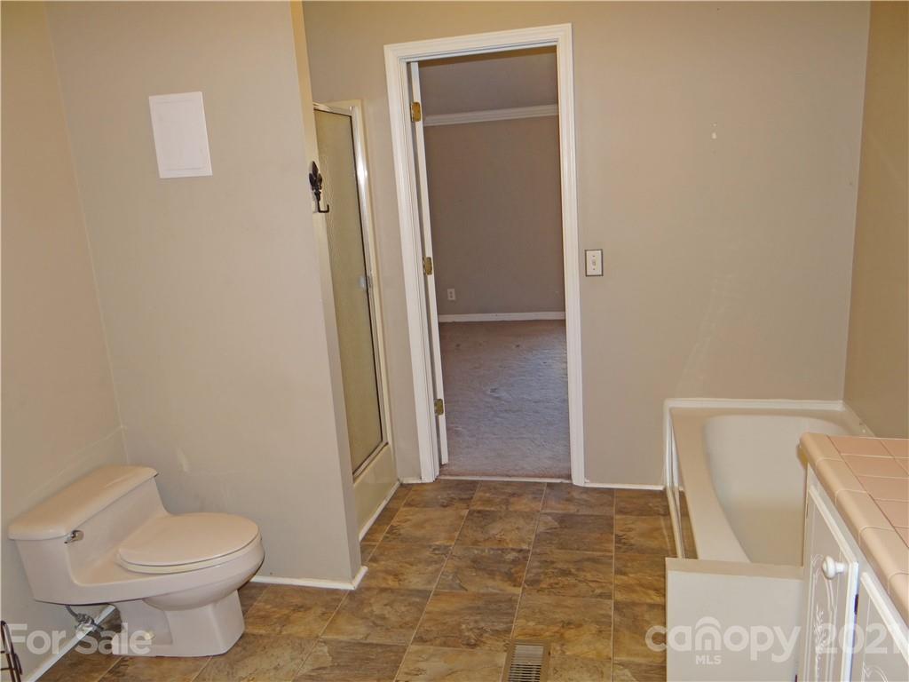 4053 Chevlot Hills Road Sherrills Ford, NC 28673 - Photo 18 of 22 a bathroom with a toilet and a rug