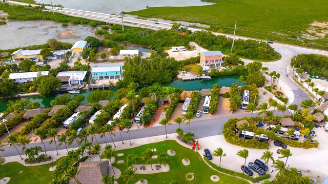 a view of a lake with a city