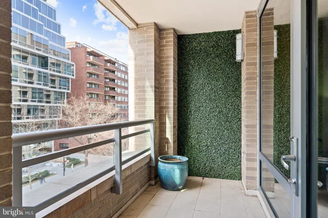 a view of balcony with potted plant