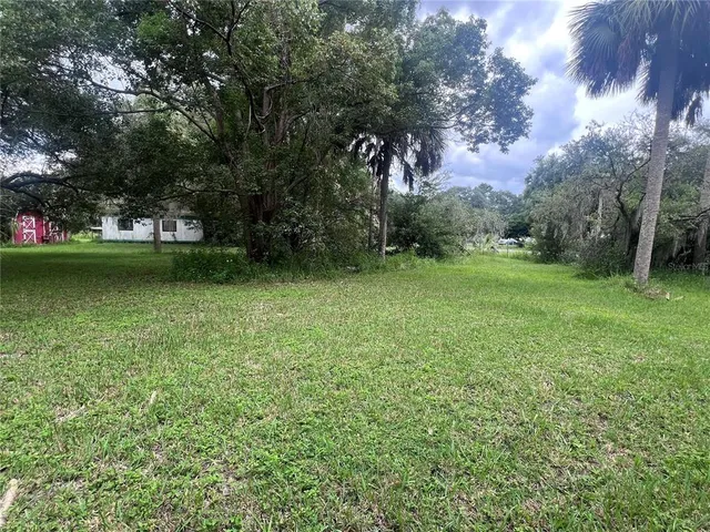 a backyard of a house with lots of green space