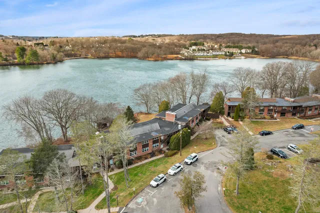 a view of a lake with a mountain