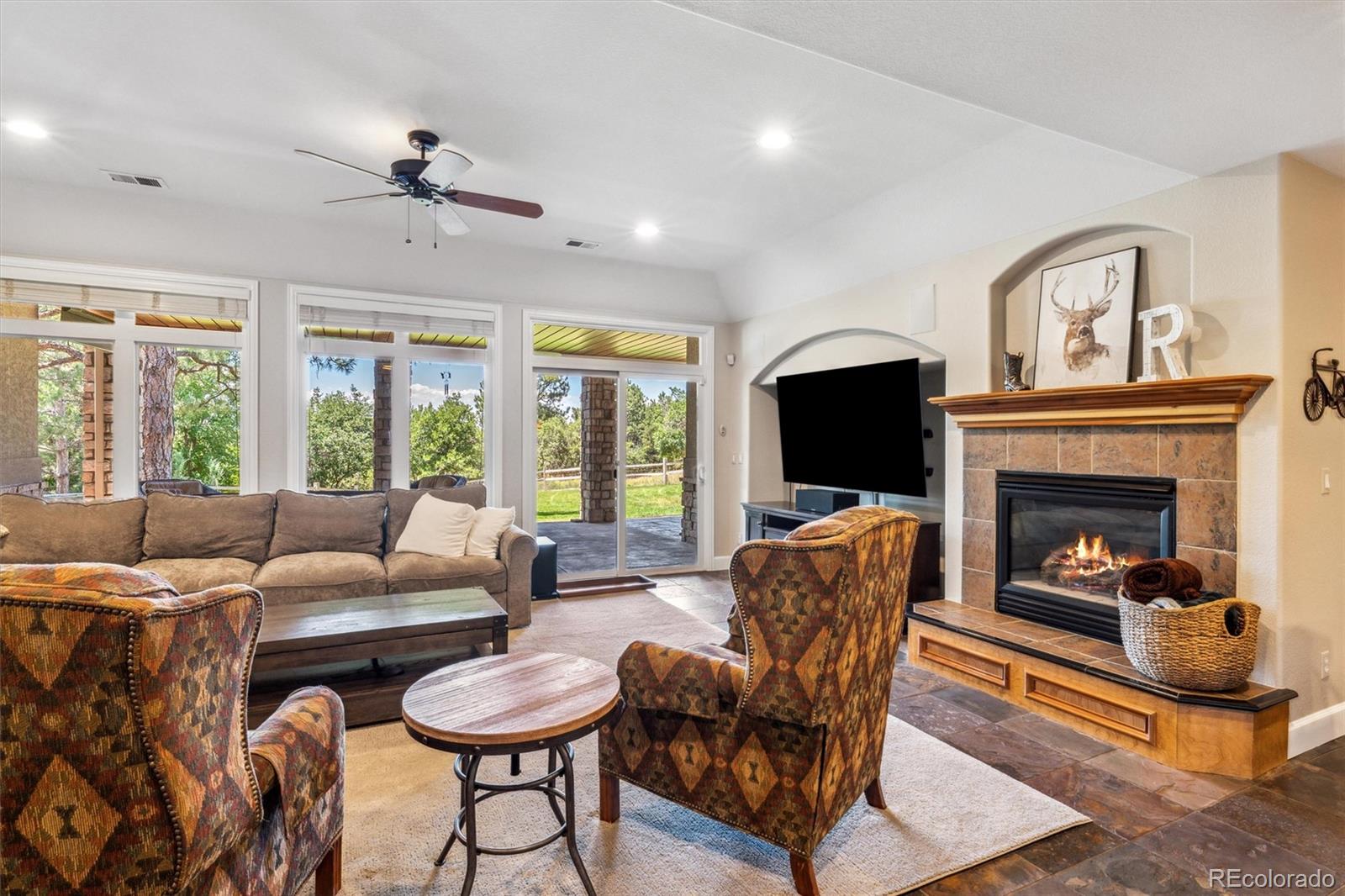 5159 Warbler Court Parker, CO 80134 - Photo 38 of 50 a living room with furniture fireplace and window