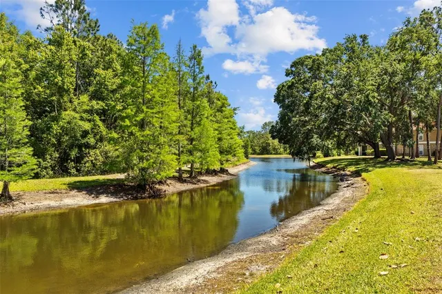 a view of a lake with houses