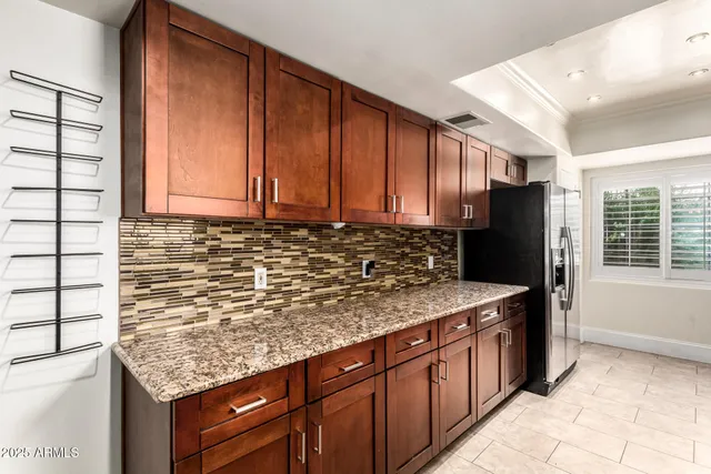 a kitchen with microwave oven