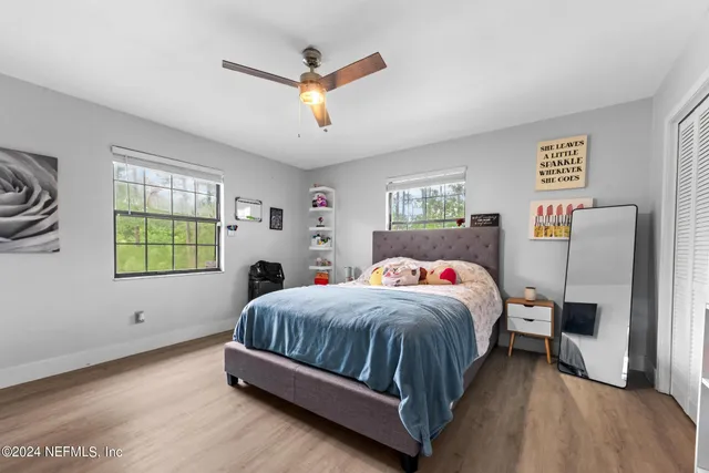 a view of a hallway with closet
