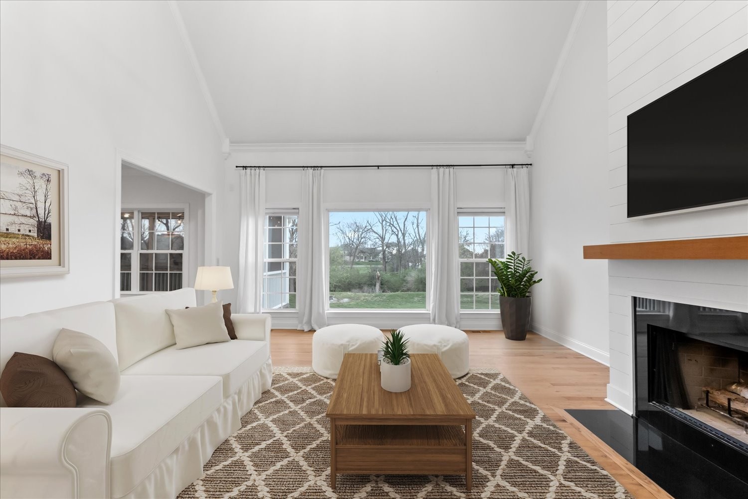 5004 Paint Creek Court Spring Hill, TN 37174 - Photo 11 of 91 a living room with furniture a flat screen tv and a fireplace