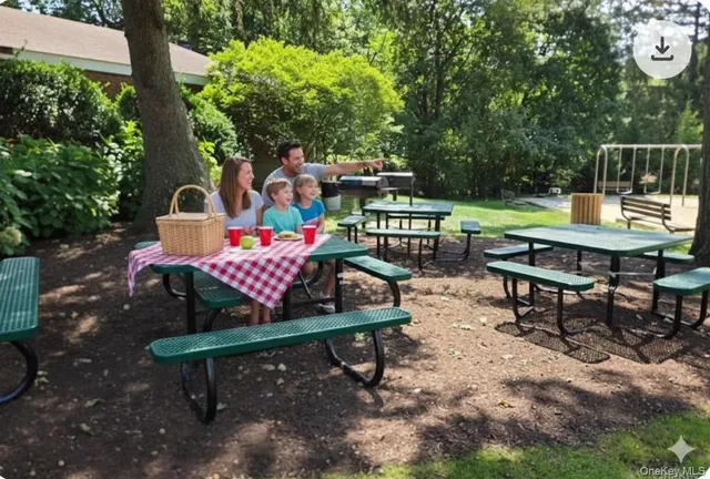 a bench is sitting in the middle of a park