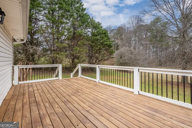 a view of a wooden deck