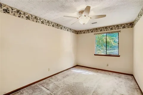 a view of a room with a window