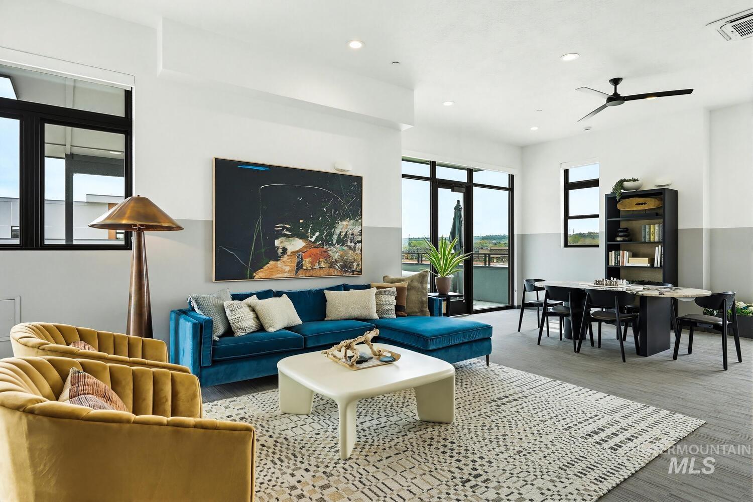 4250 Haystack, Unit 104 Boise, ID 83716 - Photo 33 of 49 Living room featuring a ceiling fan and recessed lighting