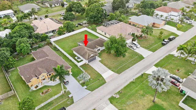 an aerial view of a house