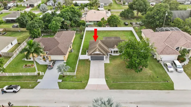 an aerial view of a house