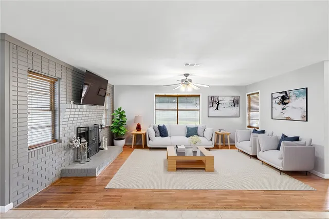 a living room with furniture