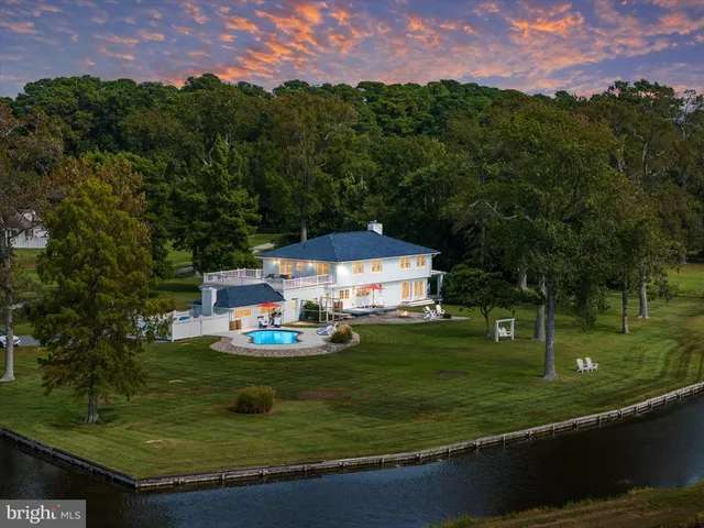 a view of a lake from a yard