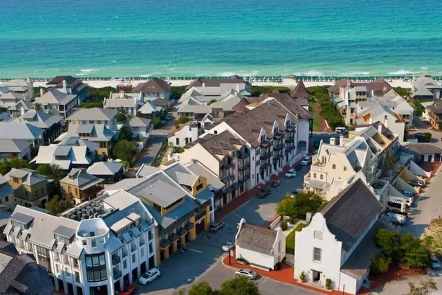an aerial view of multiple house
