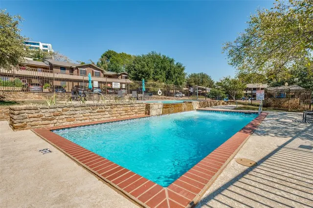 an outdoor space with seating