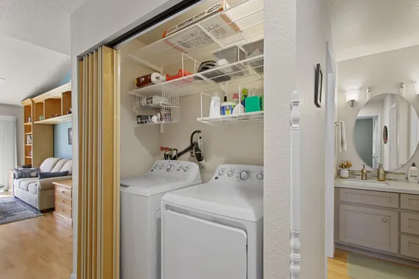 a utility room with dryer and washer