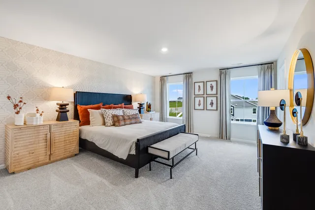 a bed room with a bed and a walk in closet