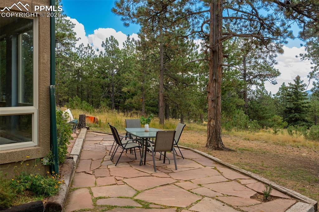 320 Hilton Road Manitou Springs, CO 80829 - Photo 34 of 44 a view of a patio with table and chairs and potted plants