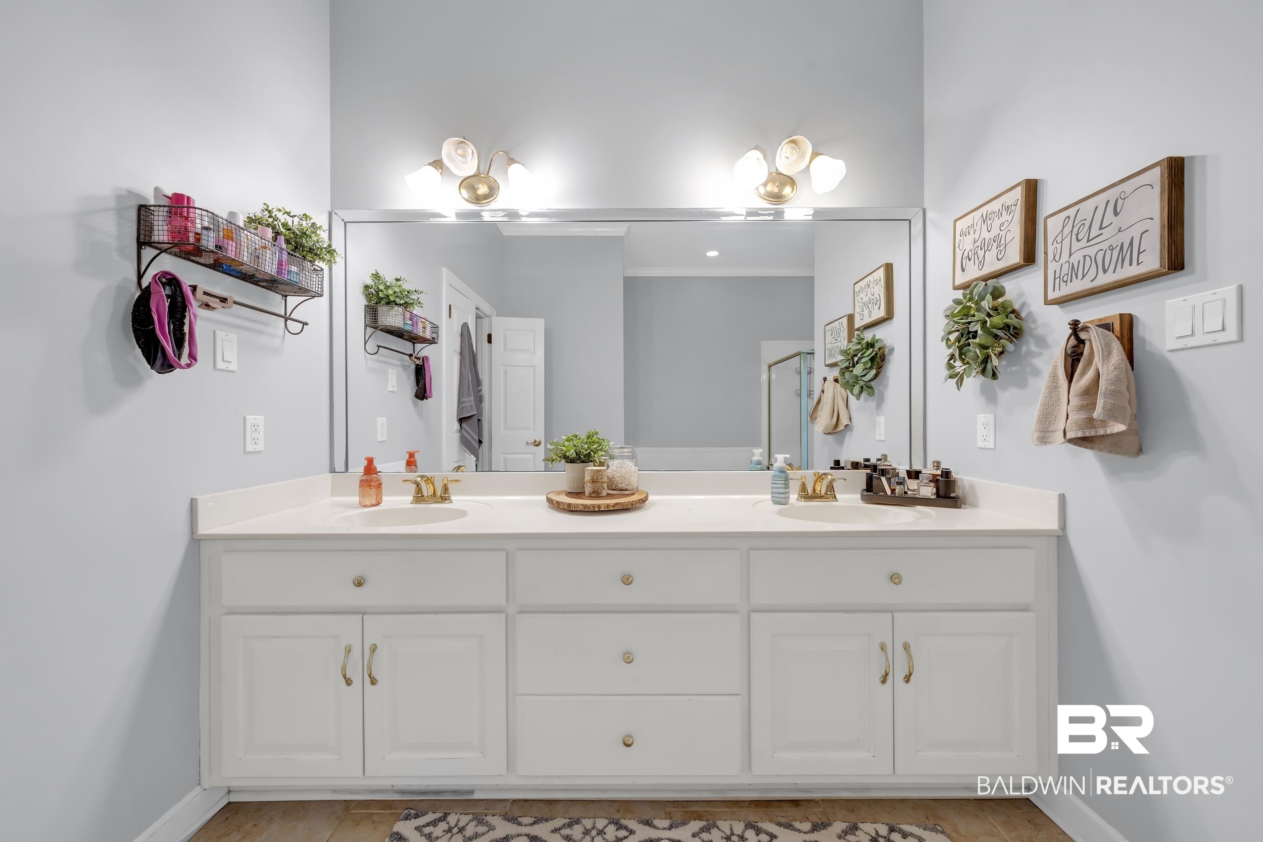 2858 Postoak Circle Mobile, AL 36693 - Photo 20 of 32 Bathroom with double vanity and an enclosed shower