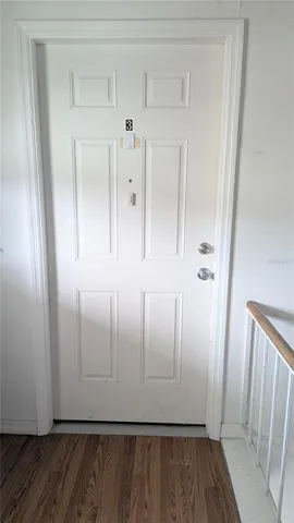 a view of wooden door