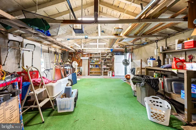a view of a garage with a lot of stuff and toys