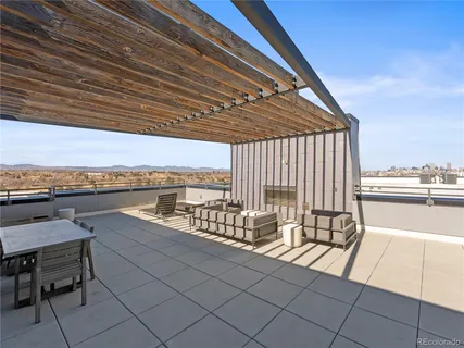 a terrace with outdoor seating