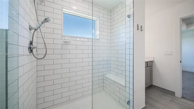 a bathroom with a shower