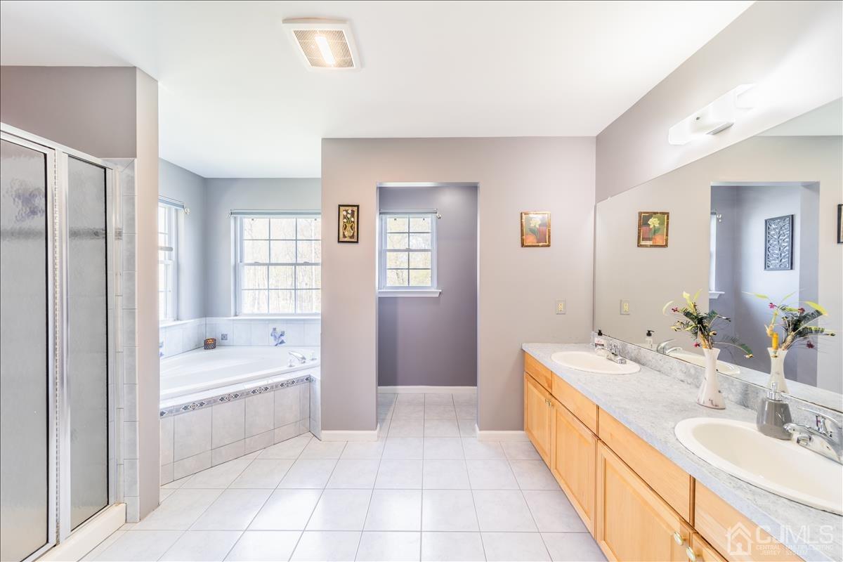 46 Potomac Road Monmouth Junction, NJ 08852 - Photo 24 of 42 a spacious bathroom with a tub sink shower and mirror