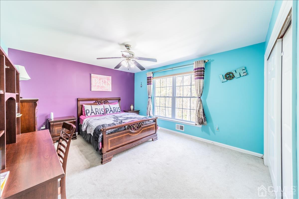 46 Potomac Road Monmouth Junction, NJ 08852 - Photo 27 of 42 a spacious bedroom with a bed and a chandelier