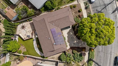 an aerial view of a garden