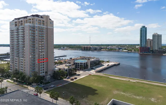 a view of a city with tall buildings