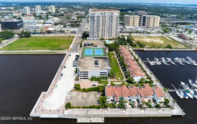 a view of a city with tall buildings