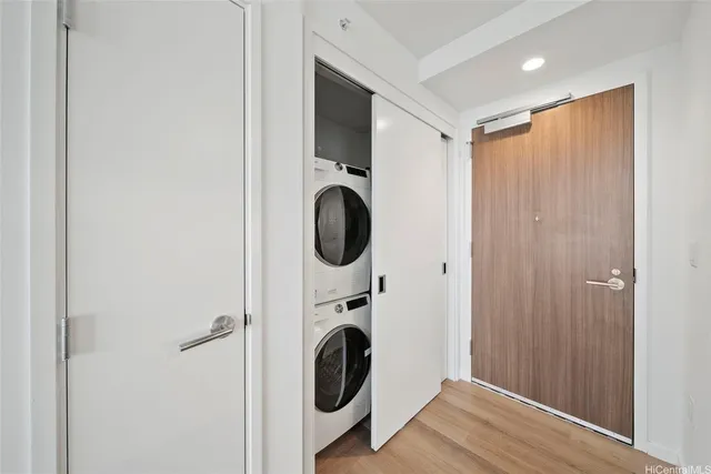 a view of kitchen with wooden floor