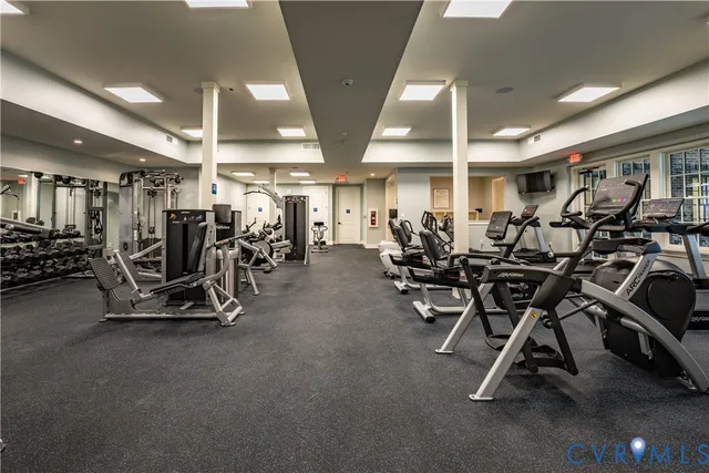 a view of a room with gym equipment