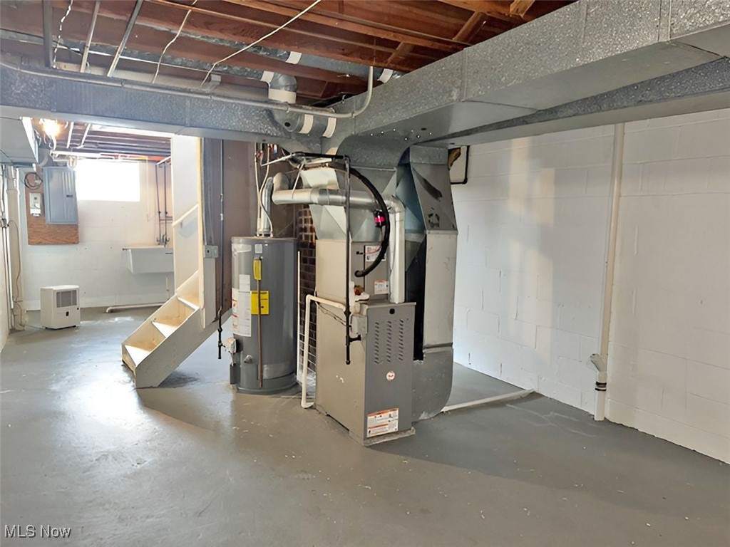 28642 Forest Road Willowick, OH 44095 - Photo 22 of 23 Below grade area featuring gas water heater, heating unit, and electric panel