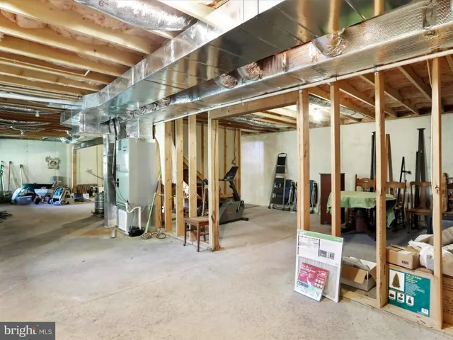 a storage room with furniture